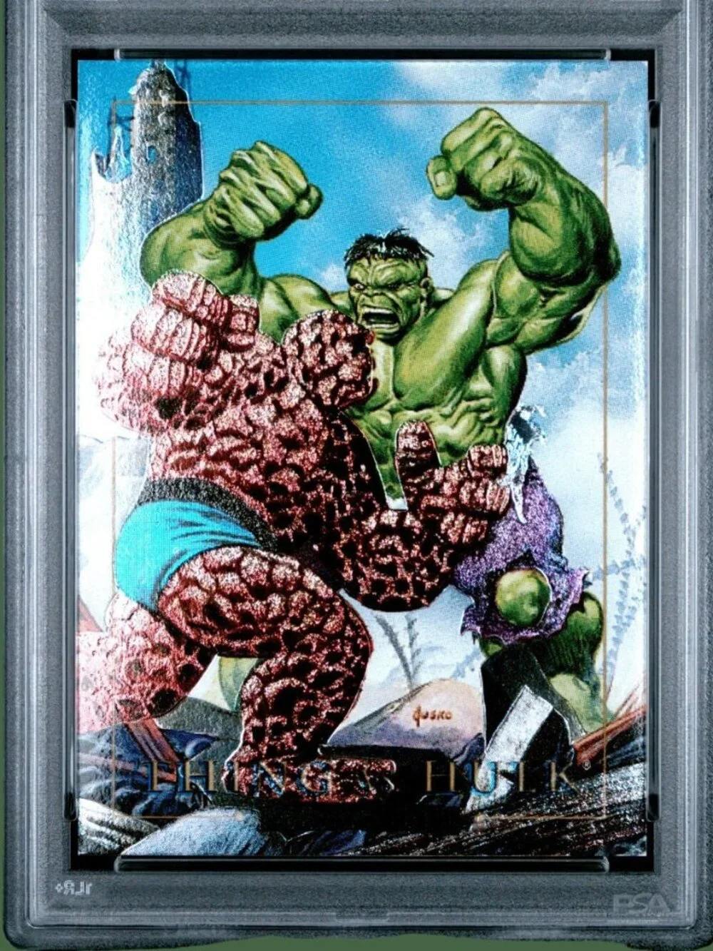 1992 MARVEL MASTERPIECES PSA 9 BATTLE SPECTRA 1-D THING VS. HULK